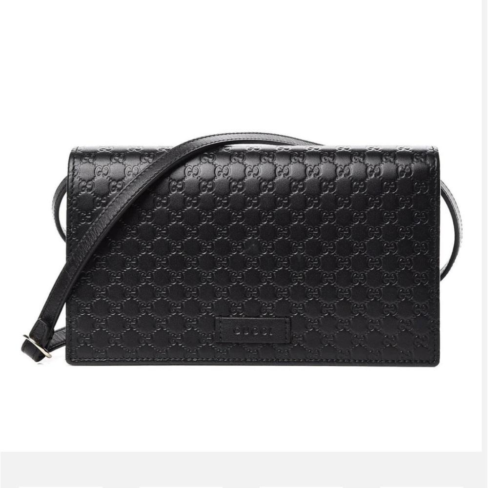 Gucci Microguccissma Black Wallet Crossbody Handbag